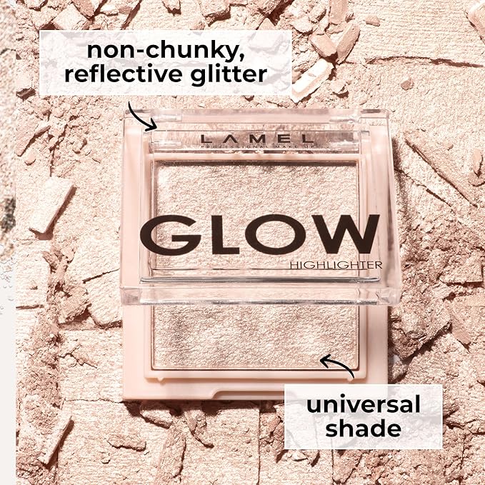 LAMEL Glow Highlighter: Face Make Up & Contour Palette in Deep, Vibrant Colors - Natural Shimmer - Compact Size & Perfect for Travel - Cruelty Free - 3.8gr/0.13 oz 401 (Luna)-Velvo Beauty