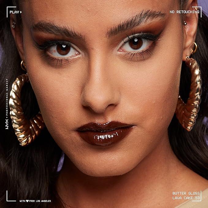 NYX PROFESSIONAL MAKEUP Butter Gloss Brown Sugar, Non-Sticky Lip Gloss - Lava Cake (Rich Brown)-Velvo Beauty
