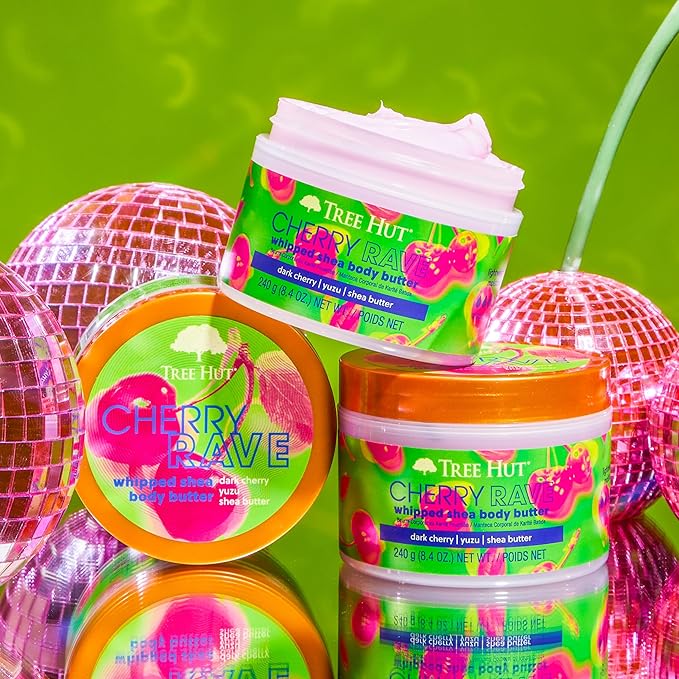 Tree Hut Cherry Rave Whipped Shea Body Butter | Long-lasting Hydration Leaves Skin Feeling Soft & Moisturized | Limited Edition Fall | Nourishing Essential Body Care | 8.4 fl oz.-Velvo Beauty
