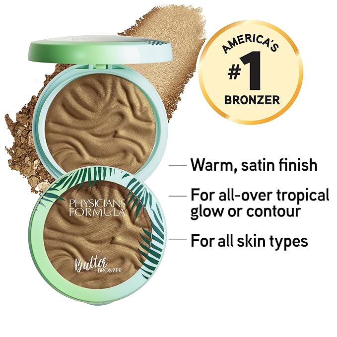Physicians Formula Murumuru Butter Bronzer, Moisturizing, Nourishing Murumuru Butter for Silky Glow, Dermatologist Tested, Hypoallergenic, Vegan & Cruelty-Free - Brazilian Glow-Velvo Beauty
