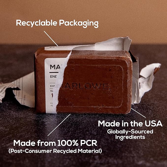 MARLOWE. No. 109 Coffee Bar Soap 7 oz (6 Bars) – Exfoliating Body Scrub for Men with Natural Extracts, Caffeine, Coffee Bean & Cocoa Butter – Energizing Fresh Brewed Scent-Velvo Beauty