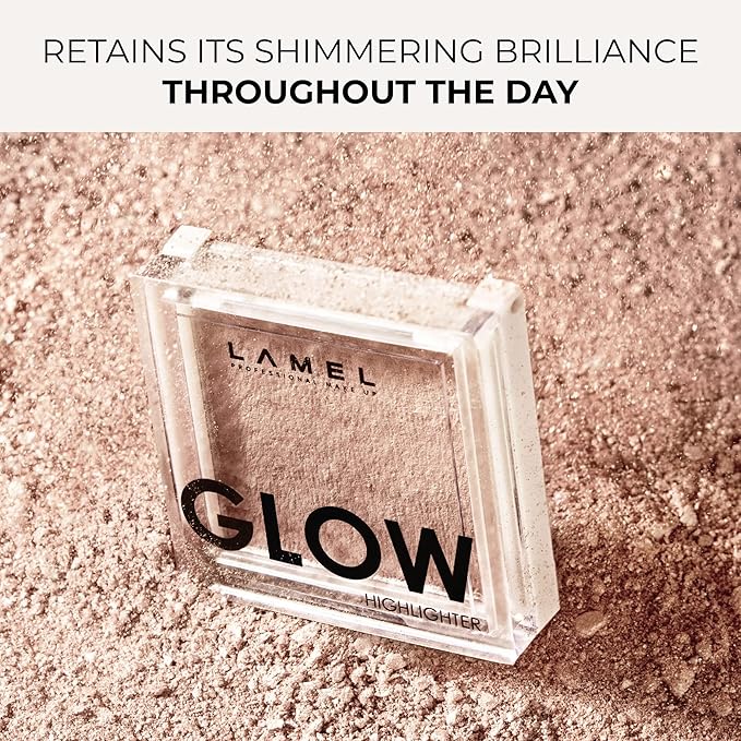 LAMEL Glow Highlighter: Face Make Up & Contour Palette in Deep, Vibrant Colors - Natural Shimmer - Compact Size & Perfect for Travel - Cruelty Free - 3.8gr/0.13 oz 401 (Luna)-Velvo Beauty