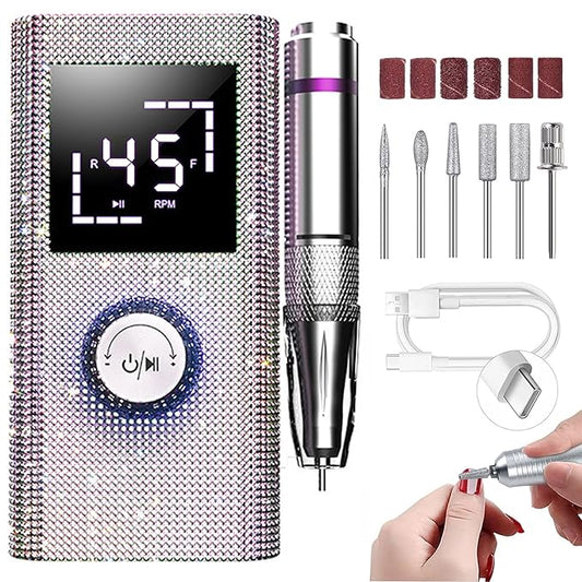 CozyZen Cordless Electric Nail Drill, 45000 RPM Rechargeable Diamond E-File, Portable & Low Noise for Acrylic/Gel Nails, Manicure & Pedicure - Professional & Home Use-Velvo Beauty