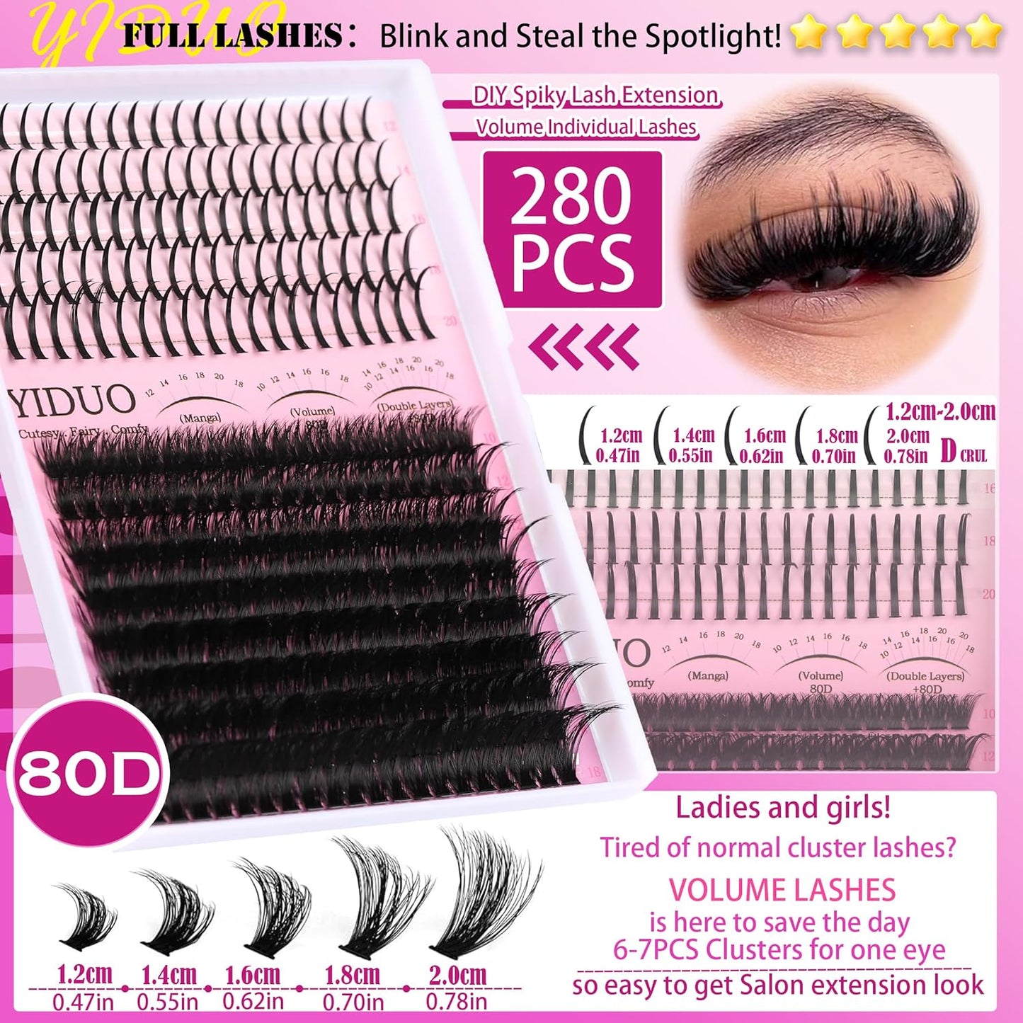 Lashes Clusters Kit with Spikes Bottom Extensions False Eyelashes 816Pcs Bulk Packs with 2X Bond&Seal Volume D Curl Wispy Individual Fake Eyelash Wholesale Large Pack for Beginners Gift Choice-Velvo Beauty