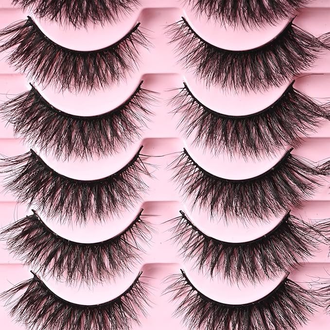 FARRED Natural Lashes Short Eyelashes Wispy False Mink Lash Pack 14 Pair Fluffy Cat Eye Strip Eyelash that Looks Like Extensions Small Fake Lashes for MUA and Beginners Daily Makeup (F14 | 8-15mm)-Velvo Beauty
