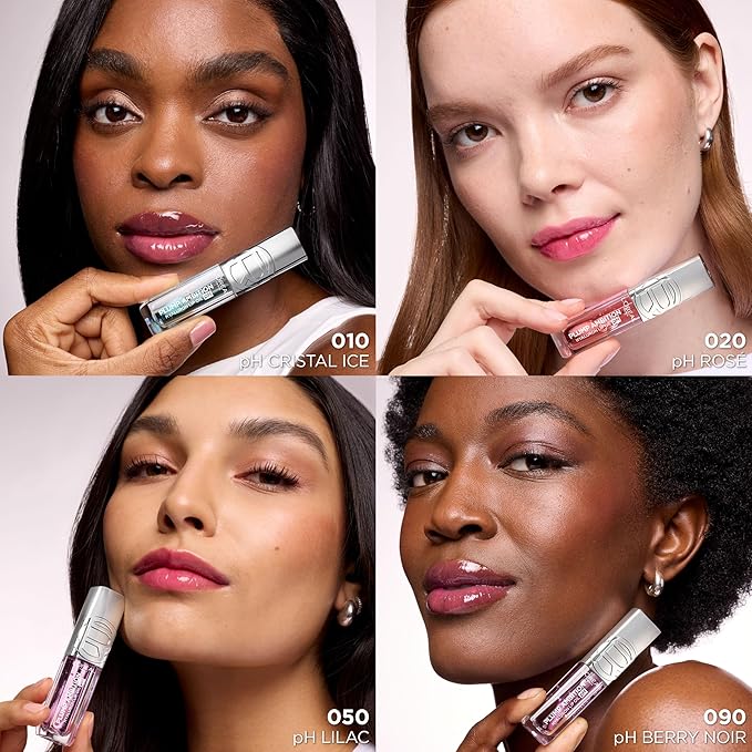 L'Oreal Paris Plump Ambition pH Hyaluron Lip Oil, Color Shifting Lip Tint with 24HR Hydration, Volumizing Shine and Lasting Color, 090 pH Berry Noir-Velvo Beauty