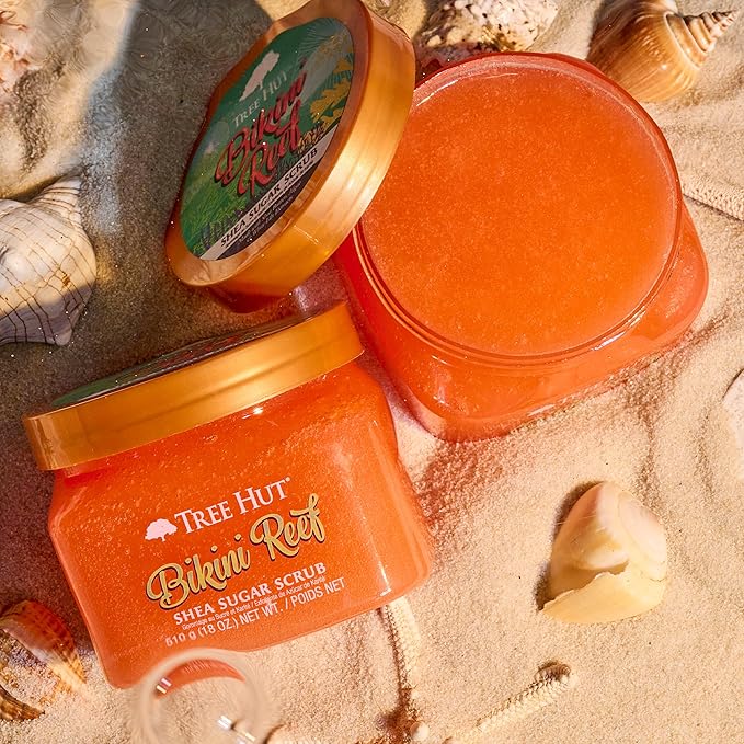 Tree Hut Bikini Reef Shea Sugar Scrub | Exfoliating Body Scrub Removes Dead, Dry Skin for a Soft & Hydrated Feel | Nourishing Essential Body Care | 18 fl oz.-Velvo Beauty