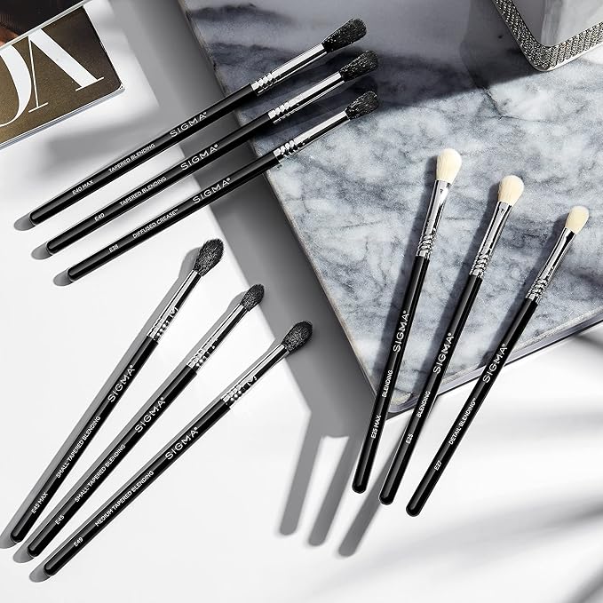 Sigma Beauty Professional E45 Eye Makeup Brush – Small Tapered Eyeshadow Blending Brush with SigmaTech® fibers for Seamless Eyeshadow Blending, Pointed Eyeshadow Brush for the Perfect Cut Crease-Velvo Beauty