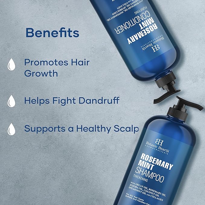 Botanic Hearth Rosemary Mint Shampoo and Conditioner Set, Thickening Formula, Promotes Hair Growth and Scalp Health Sulfate Free & Paraben Free, for Men & Women | 16 fl oz each-Velvo Beauty