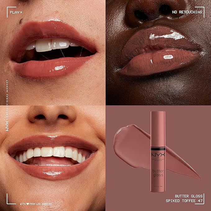 NYX PROFESSIONAL MAKEUP Butter Gloss Brown Sugar, Non-Sticky Lip Gloss - Spiked Toffee (Brown Mauve)-Velvo Beauty