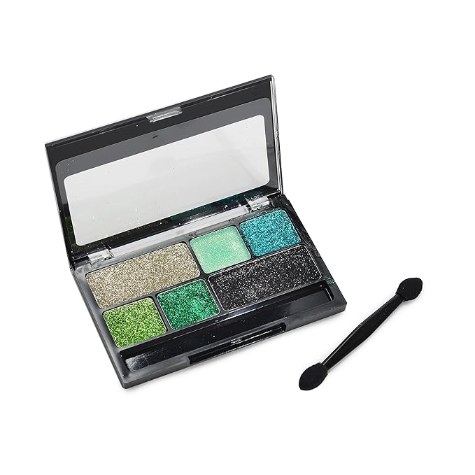 BYS Glitter Glitz Gel for Eyes and Face 6 Shade Makeup Palette - Paradise Greens-Velvo Beauty