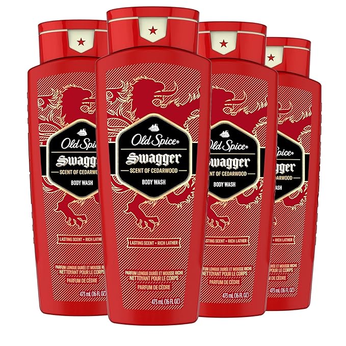 Old Spice Men's Body Wash Swagger Scent, 24/7 Shower Freshness, 16 Fl Oz (Pack of 4)-Velvo Beauty