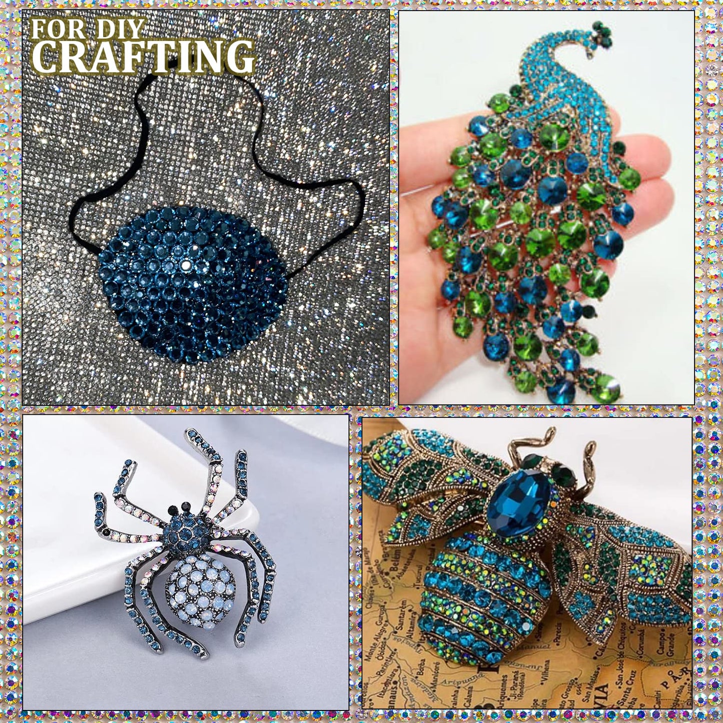 One Pack 2000 Pcs of Flatback Round Navy Blue Rhinestones 6 Sizes (1.5-6 mm) with Nail Art Rhinestone Picker Pencil and Tweezer for DIY and Salon Use-Velvo Beauty