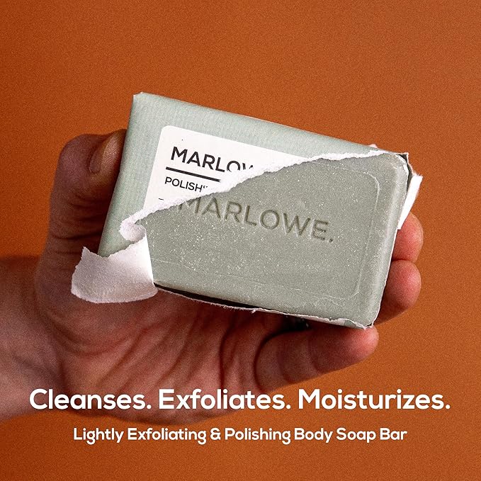 MARLOWE. No. 108 Lightly Exfoliating Soap Bar, 7oz (6 Bars) Polishing, Moisturizing & Cleansing Bar Soap for Men, Made with Natural Ingredients-Velvo Beauty