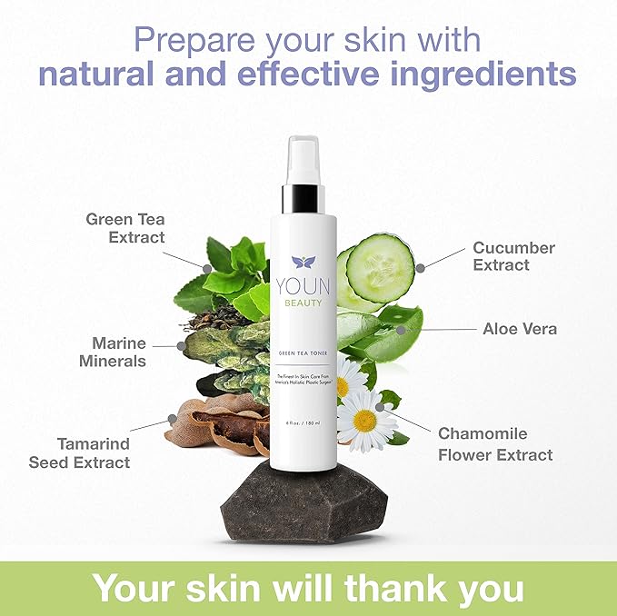 YOUN Beauty Green Tea Toner Face Mist Spray, 180 ML – Alcohol-Free, pH-Balancing & Hydrating Toner with Green Tea and Chamomile Extracts by Dr. Anthony Youn-Velvo Beauty