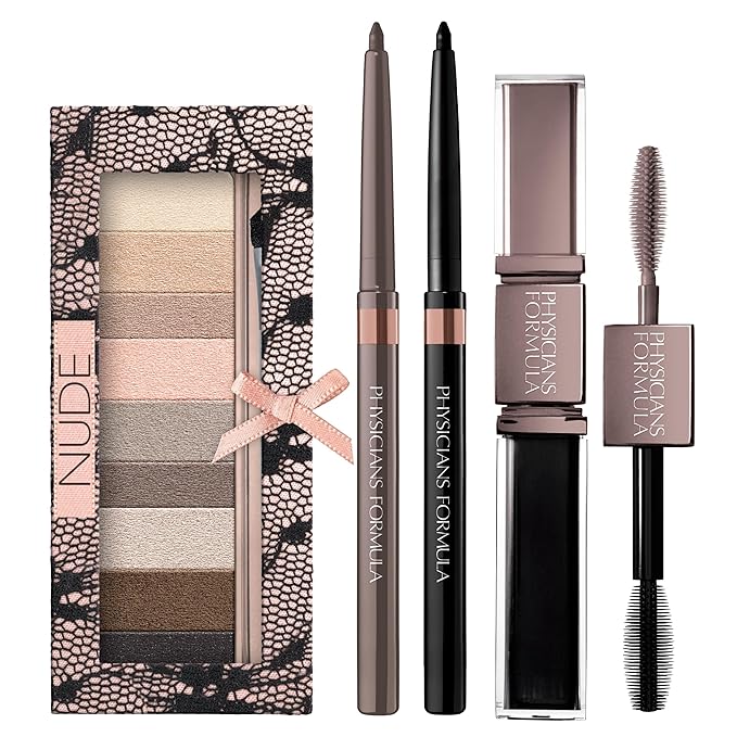 Physicians Formula Shimmer Strips Custom Eye Enhancing Kit with Eyeshadow, Eyeliner & Mascara, Nude-Velvo Beauty