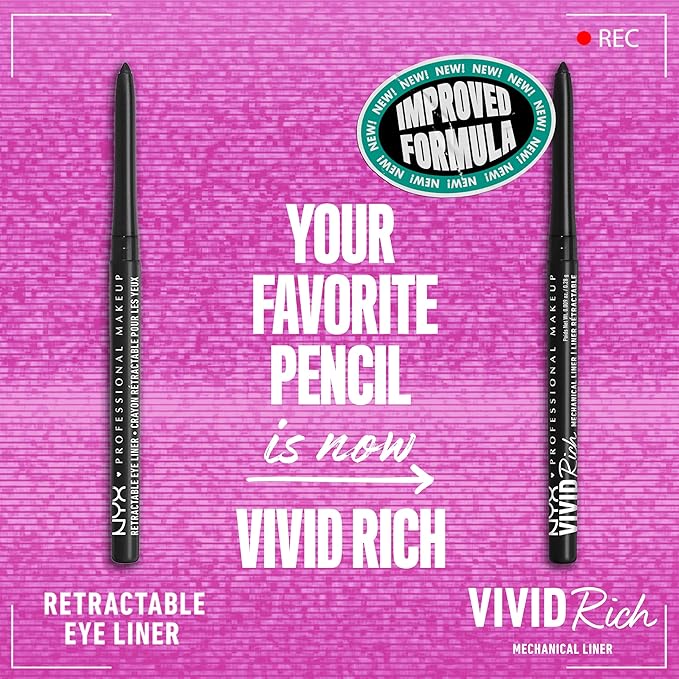 NYX PROFESSIONAL MAKEUP Mechanical Eye Pencil,Vivid Rich Mechanical, Creamy Retractable Eyeliner - Always Onyx, Black Eyeliner-Velvo Beauty