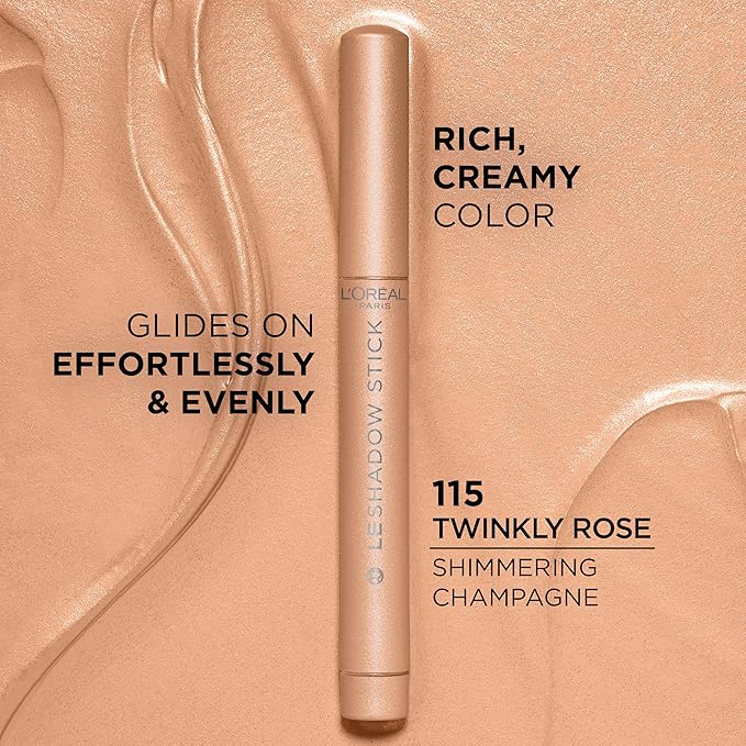L'Oreal Paris Makeup Le Shadow Stick Eyeshadow, Blendable, Smudge-Resistant, Cream Eyeshadow, Twinkly Rose, 0.05 Oz-Velvo Beauty