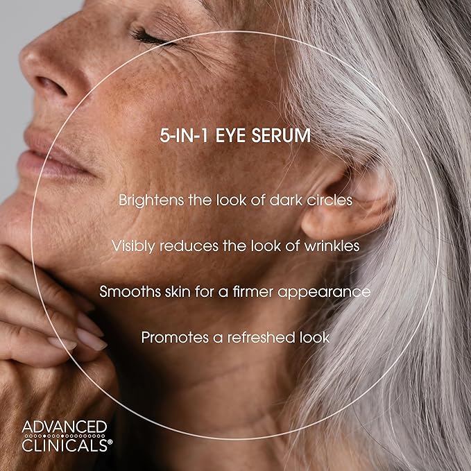 Advanced Clinicals 5-in-1 Eye Serum | Multi-Benefit Visible Anti Aging Under Eye Serum Face Moisturizer Reduces Appearance Of Dark Circles, Puffy Eyes, Crows Feet, Wrinkles, & Fine Lines, 2-Pack-Velvo Beauty