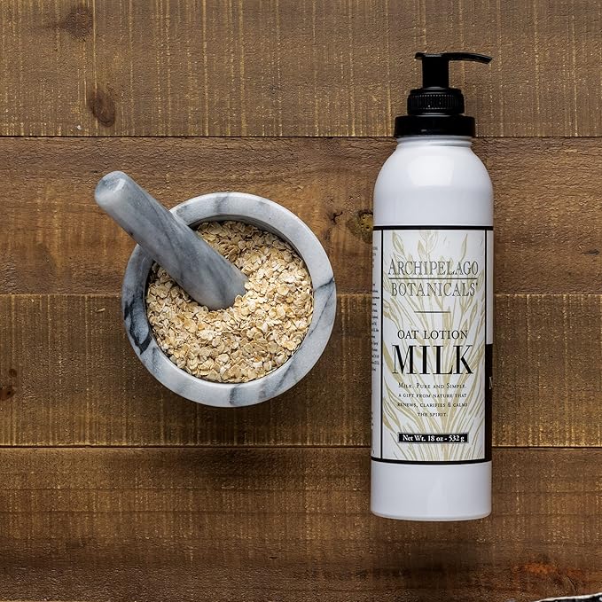 Archipelago Botanicals Oat Milk Lotion, Nurturing and Soothing Daily Moisturizer for Dry or Sensitive Skin, Hydrating Body Lotion, Paraben-Free, Phthalate-Free, 18 oz-Velvo Beauty