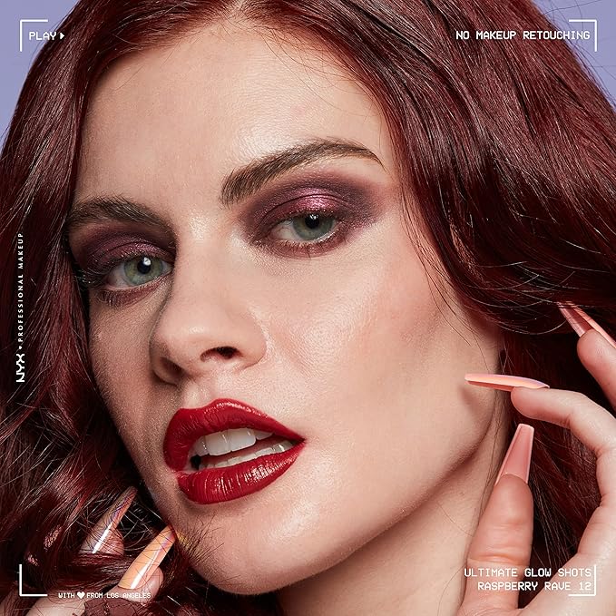 NYX PROFESSIONAL MAKEUP Ultimate Glow Shots, Liquid Eyeshadow, Long-Lasting Shimmer Eye Shadow with Vitamin C - Raspberry Rave-Velvo Beauty