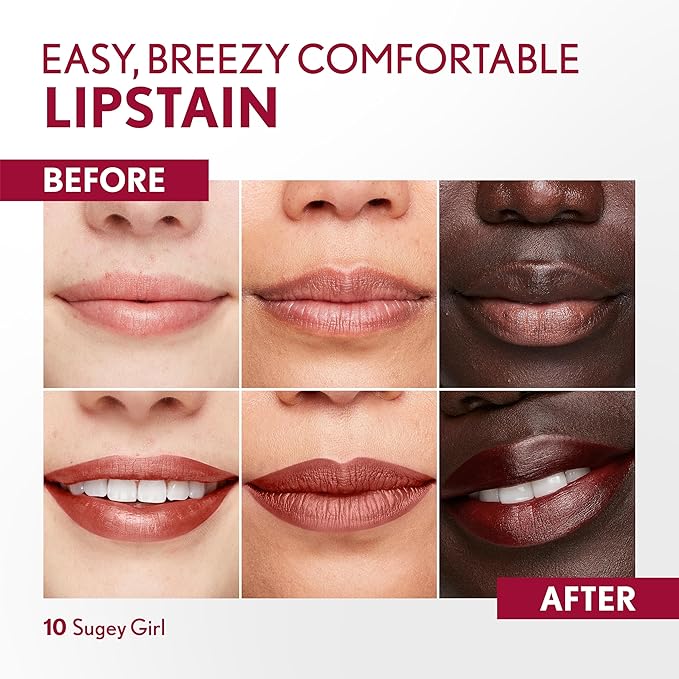 COVERGIRL Outlast, 10 Sugey Girl, Lipstain, Smooth Application, Precise Pen-Like Tip, Transfer-Proof, Satin Stained Finish, Vegan Formula, 0.06oz-Velvo Beauty