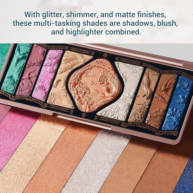 FLORASIS Floral Engraving Phoenix Makeup Palette Makeup Long Lasting Blendable Natural Eyeshadow Palette for Women (03 Soaring Sunlight)-Velvo Beauty