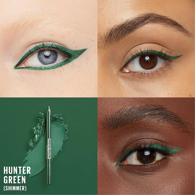 Maybelline Tattoo Studio Sharpenable Gel Pencil Waterproof Eyeliner, Long-Lasting Eyeliner With Smooth Gel Pigments For Up To 36HR Wear, Hunter Green, 1 Count-Velvo Beauty