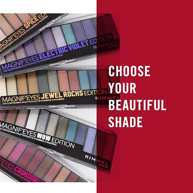 Rimmel London Magnif'Eyes Eyeshadow Palette, 12 Shades, Blendable Formula, Versatile, 008, Electric Violet, 0.5oz-Velvo Beauty