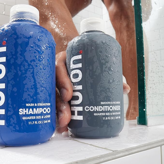 Huron Men’s Conditioner - Lightweight, Hydrating Conditioner - Eliminates Frizzy Hair, Moisturizes, & Restores Shine - Clean & Invigorating Scent - 100% Vegan Ingredients & Cruelty-Free - 11.8 Fl Oz (2 Pack)-Velvo Beauty