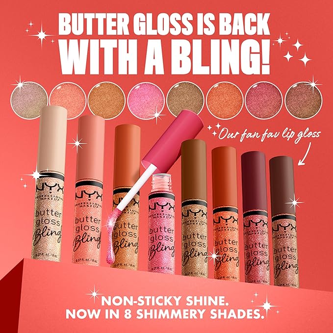 NYX PROFESSIONAL MAKEUP Butter Gloss Bling Lip Gloss, Non Sticky and Shiny Vegan Lip Makeup - She Got Money-Velvo Beauty