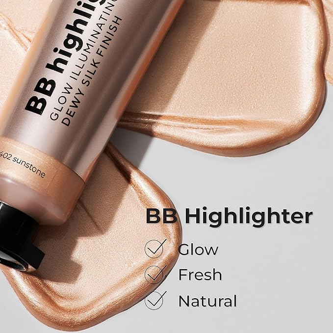 Lamel Dewy Cream BB Highlighter - Lightweight, Buildable and Luxuriously Glossy with Radiant, Natural-looking, Non-Greasy, Moisturizing, and Long-Lasting Formula for Flawless, Skin-Brightening - 402-Velvo Beauty