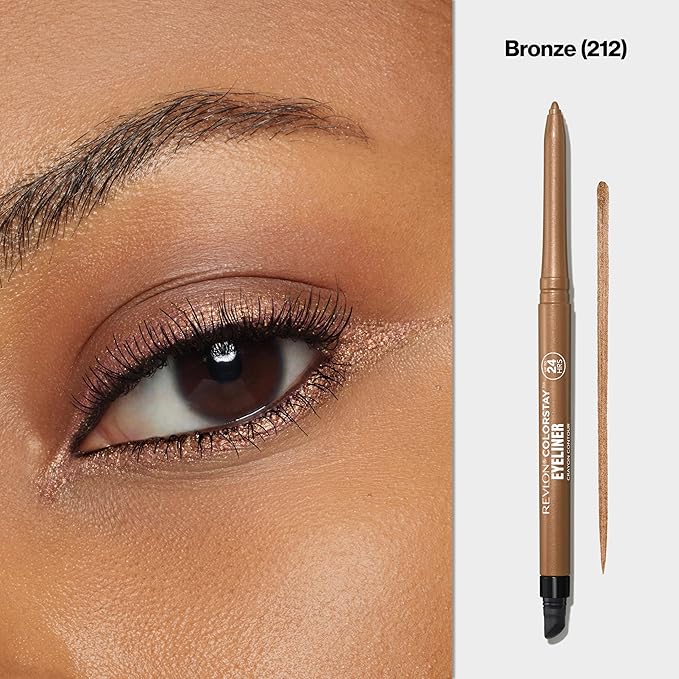 REVLON ColorStay Pencil Waterproof Eyeliner, Smudge-Proof, Eye Makeup with Built-In Sharpener, 212 Bronze, 0.01 oz-Velvo Beauty