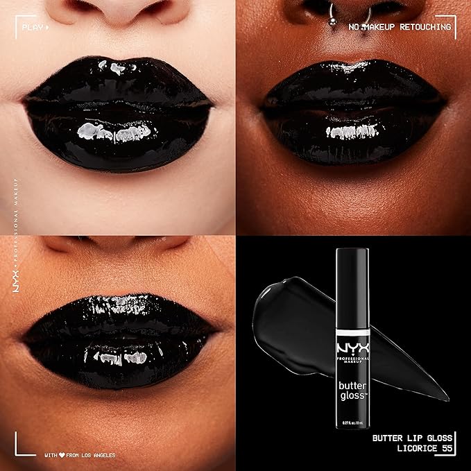 NYX PROFESSIONAL MAKEUP Butter Gloss, Non-Sticky Lip Gloss - Licorice (Black)-Velvo Beauty