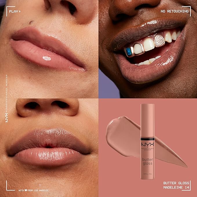 NYX PROFESSIONAL MAKEUP Butter Gloss, Non-Sticky Lip Gloss - Madeleine (Mid-Tone Nude)-Velvo Beauty