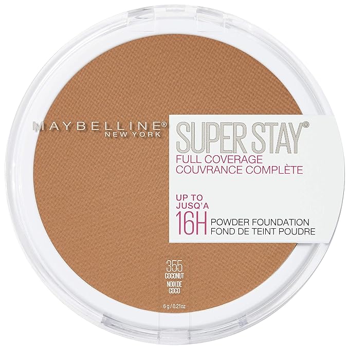 Maybelline Super Stay Full Coverage Powder Foundation Makeup, Up to 16 Hour Wear, Soft, Creamy Matte Foundation, Coconut, 1 Count-Velvo Beauty
