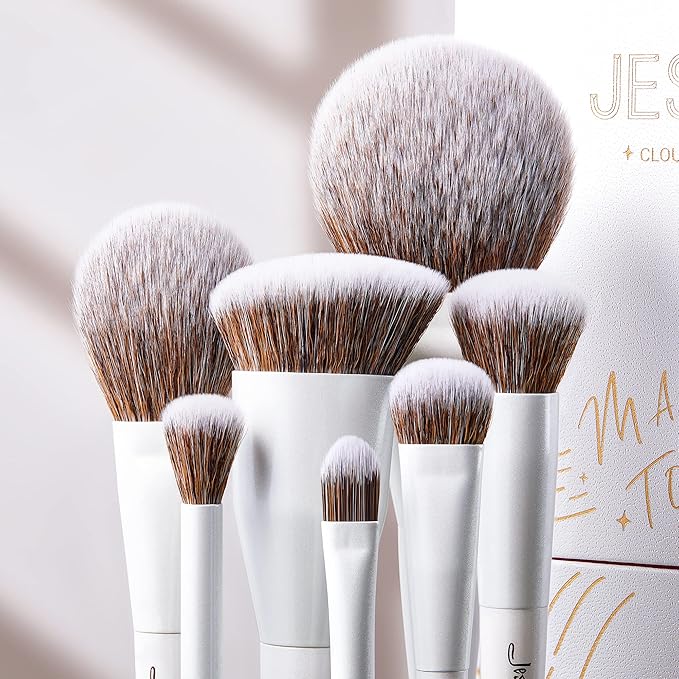 Jessup Makeup Brushes Set 14pcs Make up Brushes Premium Synthetic Foundation Concealer Blush Contour Powder Eye Shadow Blending Brush, Pearl White T343-Velvo Beauty