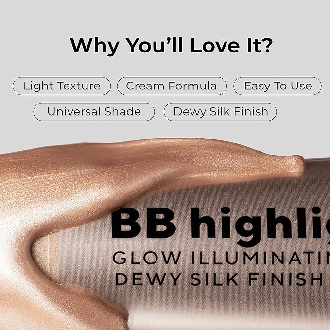 Lamel Dewy Cream BB Highlighter - Lightweight, Buildable and Luxuriously Glossy with Radiant, Natural-looking, Non-Greasy, Moisturizing, and Long-Lasting Formula for Flawless, Skin-Brightening - 401-Velvo Beauty