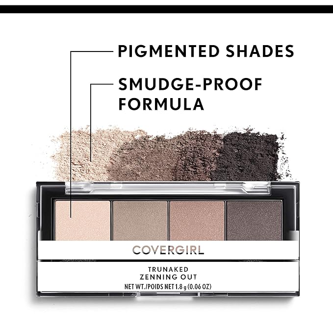 COVERGIRL TruNaked Quad Eyeshadow Palette, Zenning Out, 6 Shades, 0.06 Fl Ounces, Shimmer Fade-Proof Formula, Pigmented Shades-Velvo Beauty