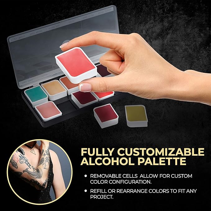 12-Color Complexion Alcohol-Activated Palette, Professional Quick Drying Waterproof SFX Makeup, Tattoo Cover-Velvo Beauty