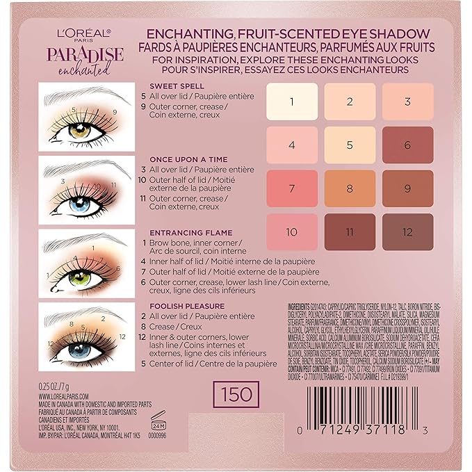 L'Oreal Paris Paradise Enchanted Scented Eyeshadow Palette, 0.25 fl; oz. (Pack of 2)-Velvo Beauty