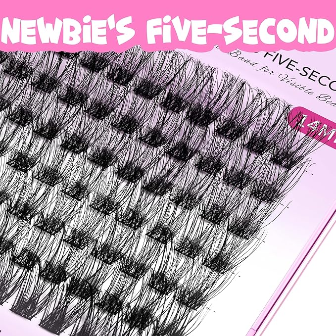 VEYESBEAUTY Lash Clusters Individual Eyelash Extensions Thin & Invisible Band DIY False Eyelashes for Self-application Newbie's Five-Second Series Wispy Lash Tray, Boldeye 10mm Single Length-Velvo Beauty