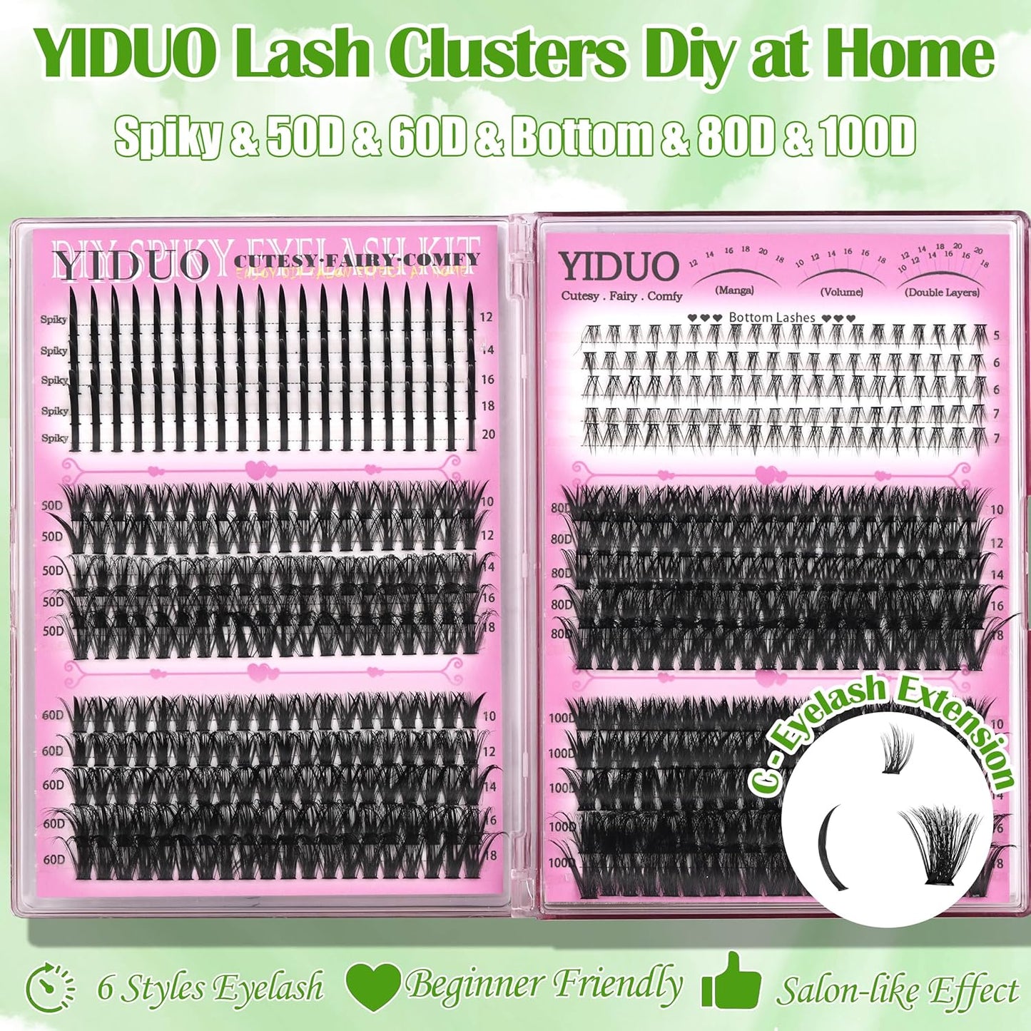 6 Box Mix Lashes Clusters Kit Gift Packs 1686Pcs with 2X Bond&Seal Volume Mega/Bottom Soft Extension False Eyelash D Curl Wispy Natural DIY Individual Fake Eyelashes for Beginners Bulk Pack-Velvo Beauty