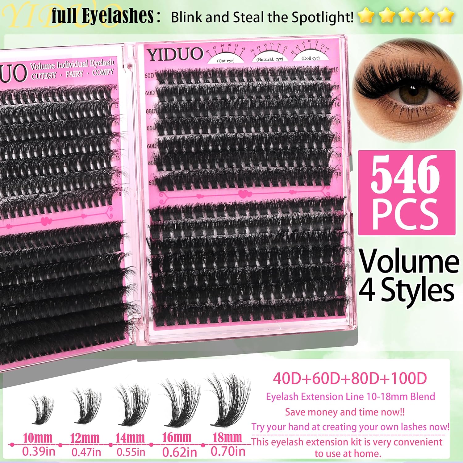 Lashes Clusters Kit 1846Pcs Bulk Packs Volume False Eyelash Extensions D Curl Wispy Individual Eyelashes, Volume Studio Effect, Wholesale Large Pack with Glue&Seal|Tweezers|Removers|Cleanser-Velvo Beauty
