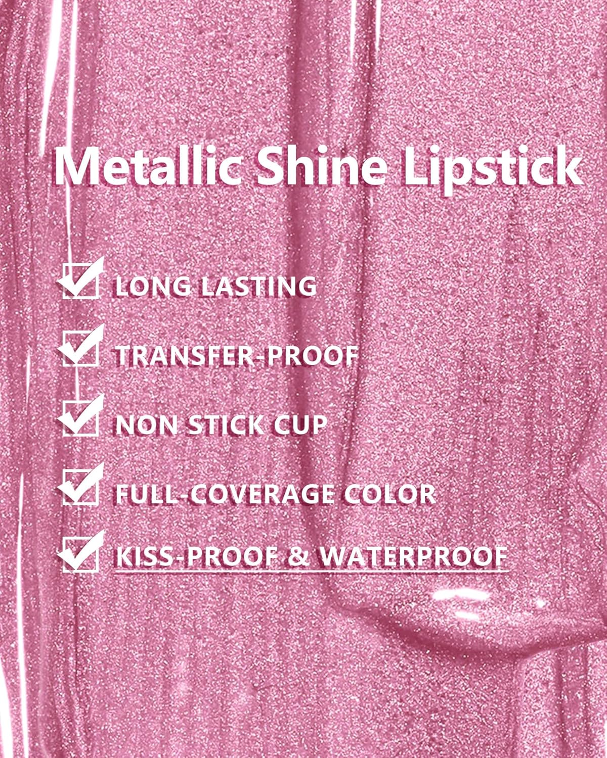 MAKI YIKA Pink Lipstick for Women Metallic Lipsticks Glitter Long Lasting Lipstick No Smudge No Transfer Liquid Lip Gloss (BR013 First Love)-Velvo Beauty