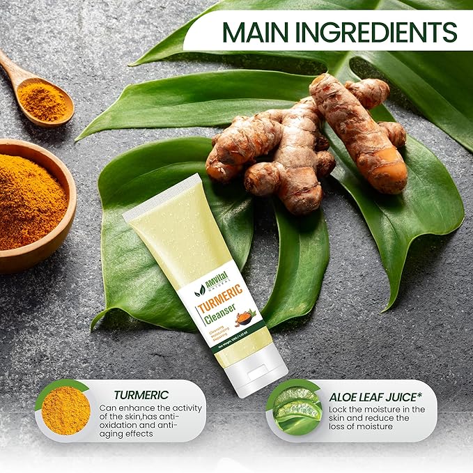Turmeric Face Wash - Turmeric Facial-Cleanser with Aloe Vera, Vitamin E, and Natural Extracts - Lightweight Daily Gel Face Wash for All Skin Types - 120ml-Velvo Beauty