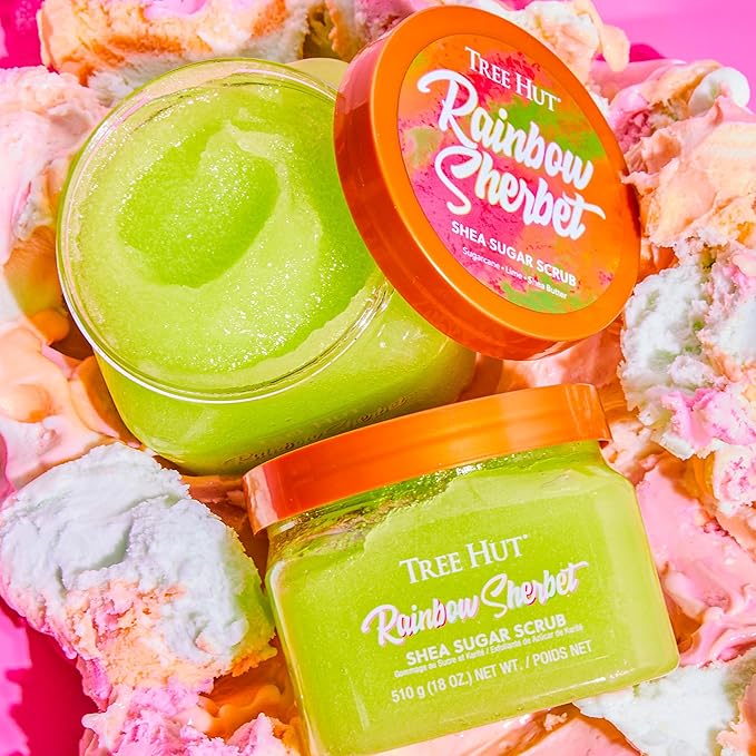Tree Hut Rainbow Sherbet Shea Sugar Scrub | Exfoliating Body Scrub Removes Dead, Dry Skin for a Soft & Hydrated Feel | Nourishing Essential Body Care | 18 fl oz.-Velvo Beauty