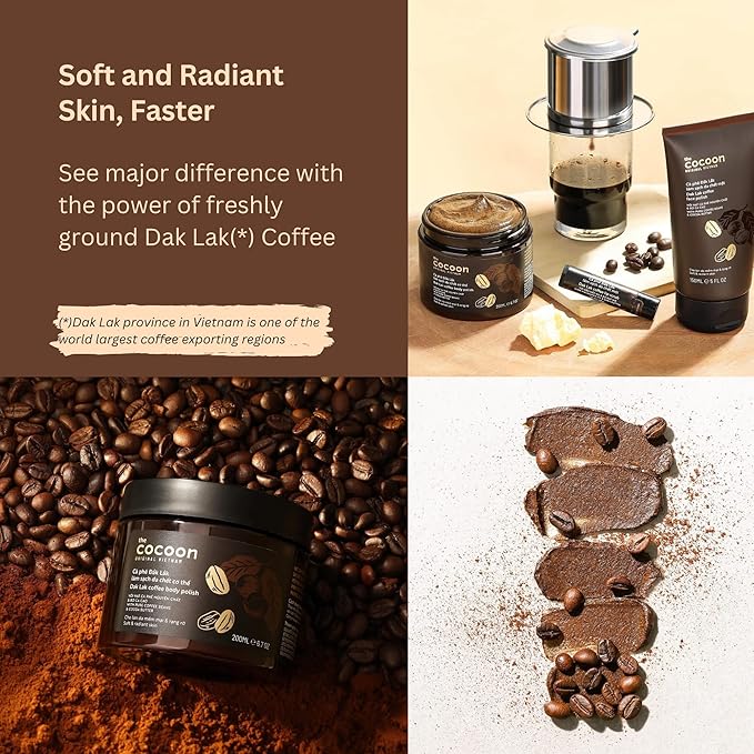 Cocoon Dak Lak Coffee Body Polish with Refill Bag. 100% Vegan Exfoliating Scrub for Smooth & Glowing Skins | Reduce Stretch Marks, Acne & Cellulite | Gift for Coffee Lovers (27 fl oz)-Velvo Beauty