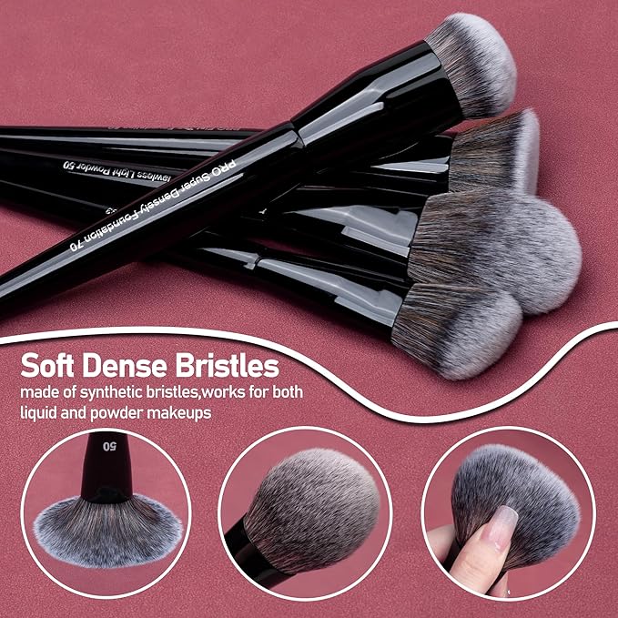 Bueart Design 19Pcs Professional Grade Labeled Makeup Brushes Set, Large Foundation Powder Contour Concealer eyeshadow Blush EyeLiner Make up Brushes,Premium Synthetic hair,Vegan Cruelty-free-Velvo Beauty