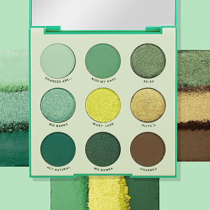 Colourpop Just My Luck Green Eyeshadow Palette - Green & Neutral Eyeshadow Palette with Matte & Metallic Finishes - High-Pigment Eye Makeup with a Long-Wearing Formula (0.3 oz)-Velvo Beauty